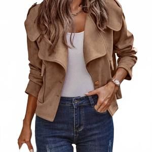NEW SUPREME FASHION relaxed crop trench jacket in camel